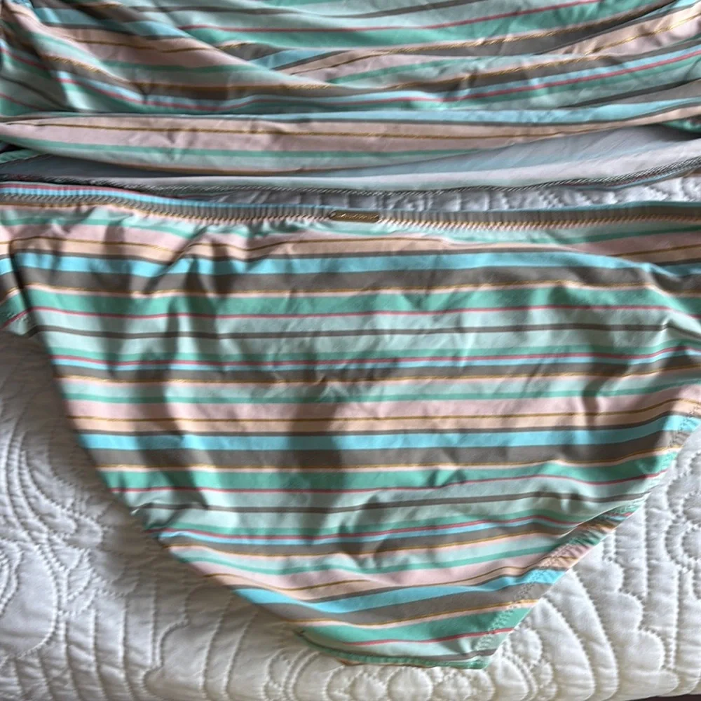 Lands' End Green and Pink Striped Tankini - Picture 7 of 11